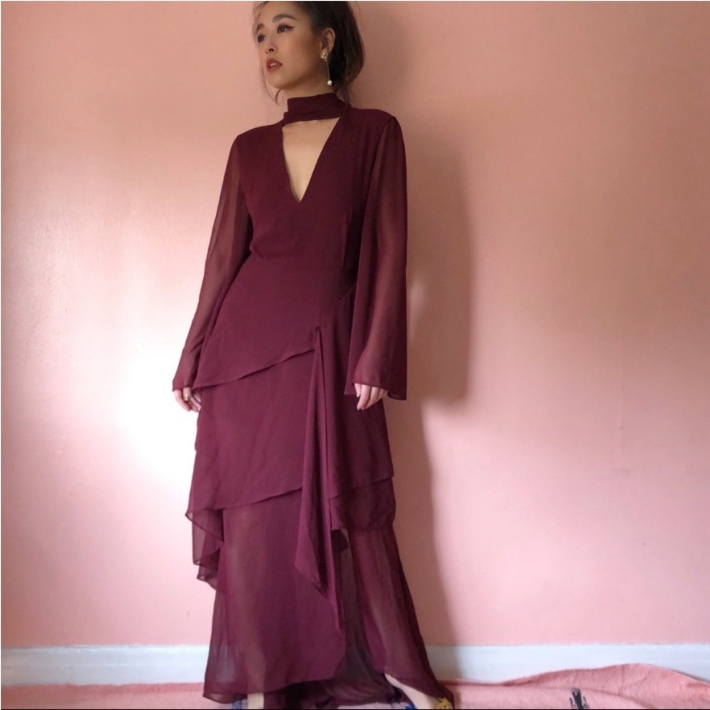 Women’s C/ MEO Collective Wine Fairy Whimsical Tier Maxi Dress